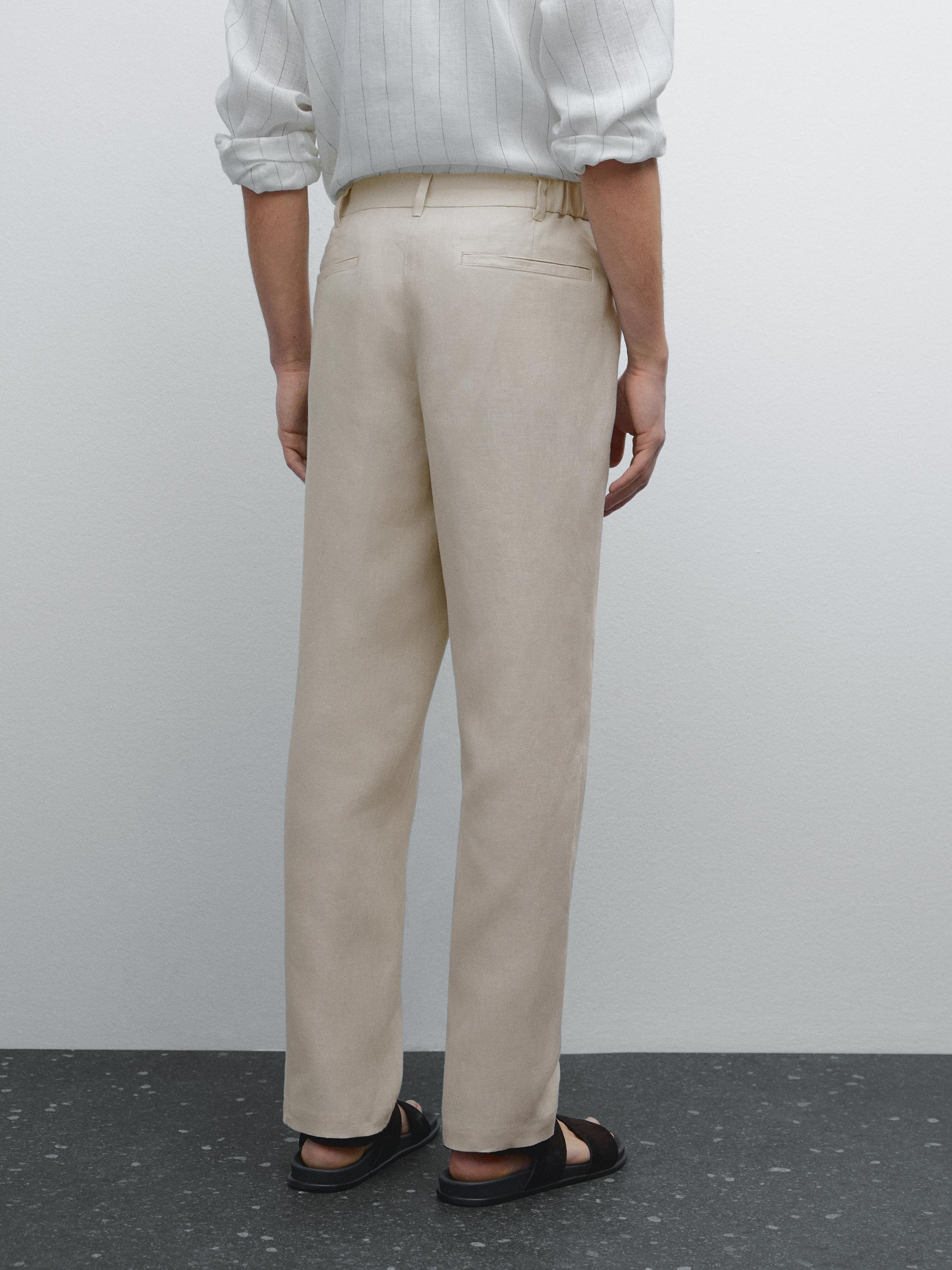 100% linen tapered fit trousers